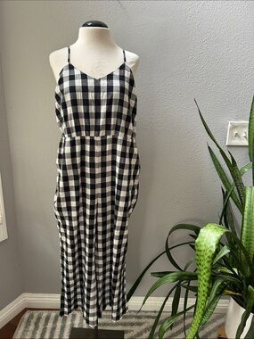 Madewell Black and White Gingham Jumpsuit M